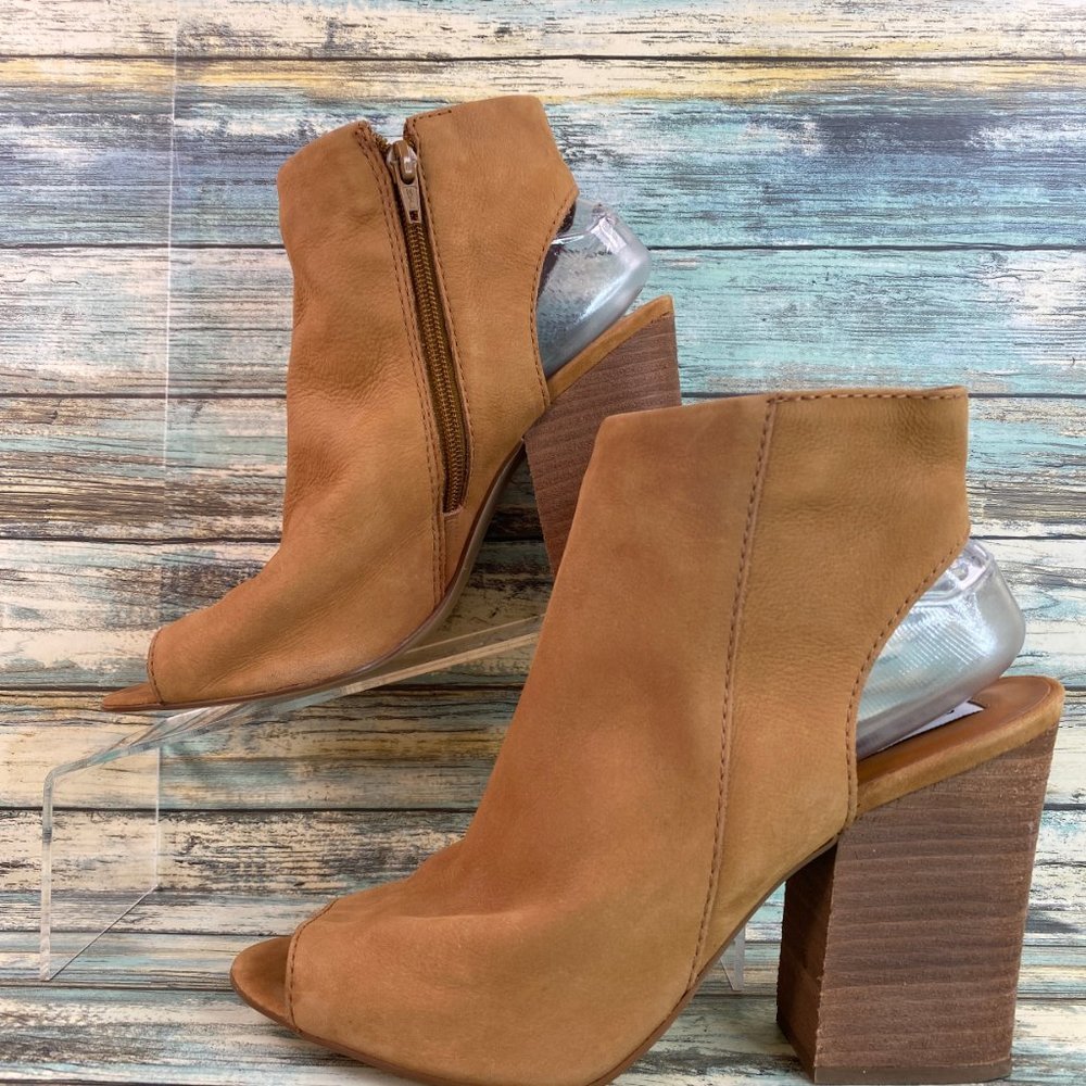 Steve Madden Tulisa Womens Size 10M Ankle Boot Brown Nubuck Leather Open Toe Zip - Picture 3 of 11
